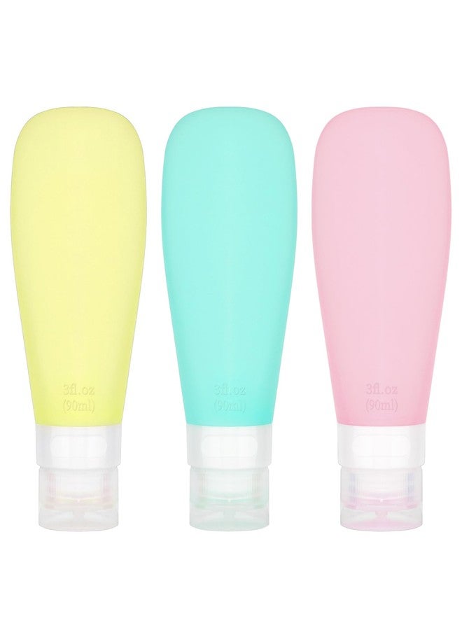 CRAFTISAN Silicone Travel Bottles Toiletries TSA Approved Travel Size Containers Set 3 Pack Portable Leak Proof Refillable Cosmetic Squeeze Bottles Shampoo Hair Conditioner Body Lotion Bath Shower Gel - Image 1