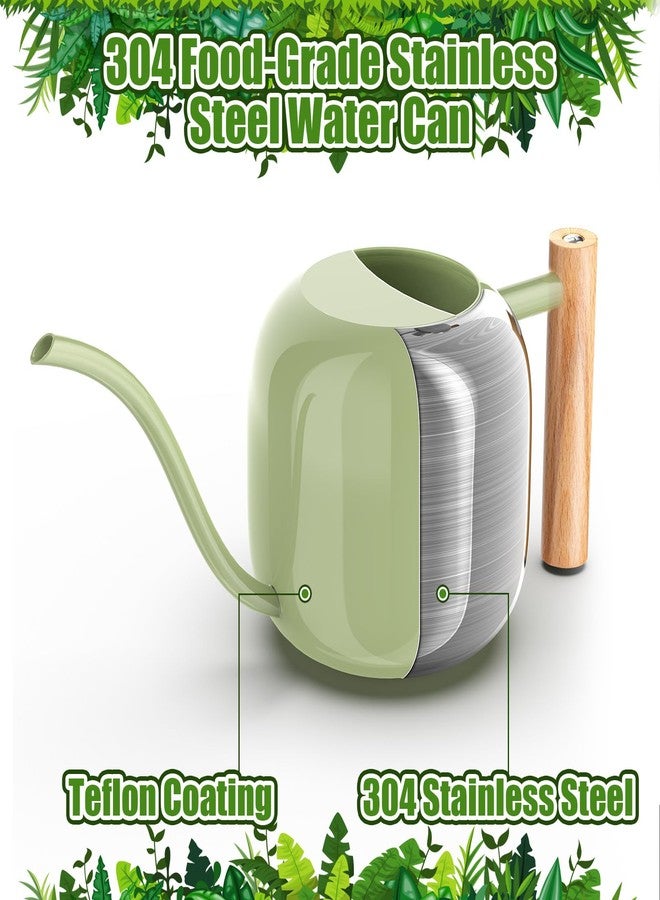 Green Moon Watering Can Indoor Plants 1.2L/41oz Sage Green Water Can Indoor Metal Small Water Can Pot with Long Spout for House Bonsai Plants Garden Flower Decorative - Image 2