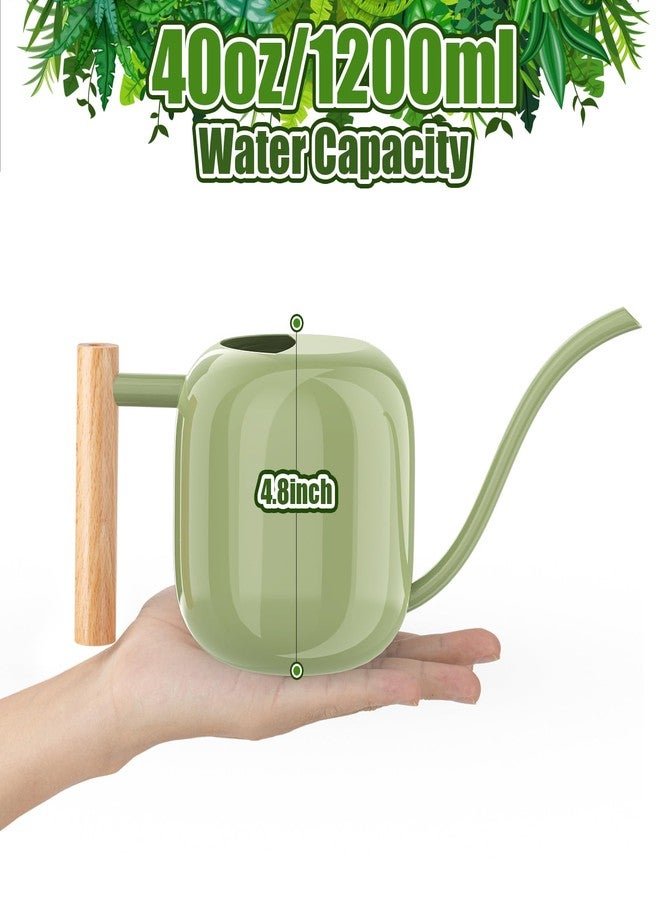 Green Moon Watering Can Indoor Plants 1.2L/41oz Sage Green Water Can Indoor Metal Small Water Can Pot with Long Spout for House Bonsai Plants Garden Flower Decorative - Image 3