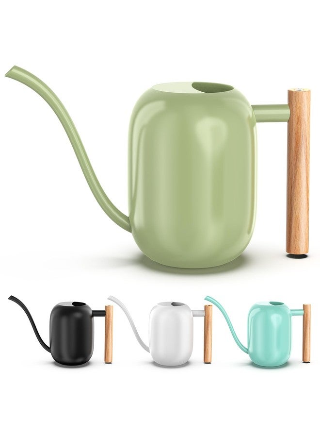 Green Moon Watering Can Indoor Plants 1.2L/41oz Sage Green Water Can Indoor Metal Small Water Can Pot with Long Spout for House Bonsai Plants Garden Flower Decorative - Image 1