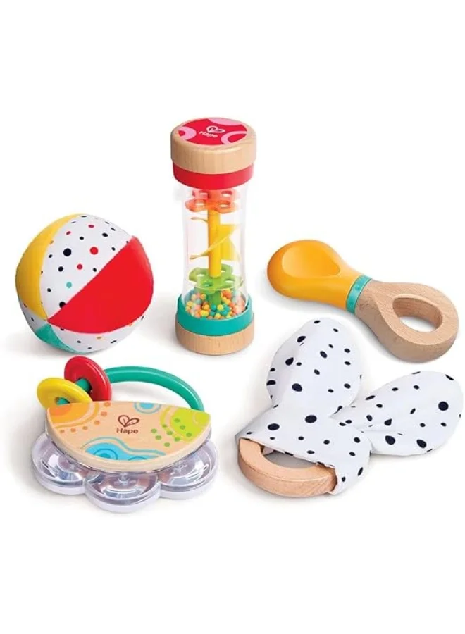 هيب Hape 5-in-1 Baby Sensory Set- Gift- Infant toys- Educational- Learning toys- Sustainable material