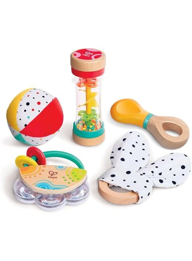 Hape 5-in-1 Baby Sensory Set- Gift- Infant toys- Educational- Learning toys- Sustainable material - Image 1