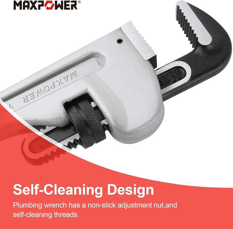 Max Power مفتاح أنابيب 18 بوصة، مفتاح سباكة من الألمنيوم ثقيل الوزن - Image 5
