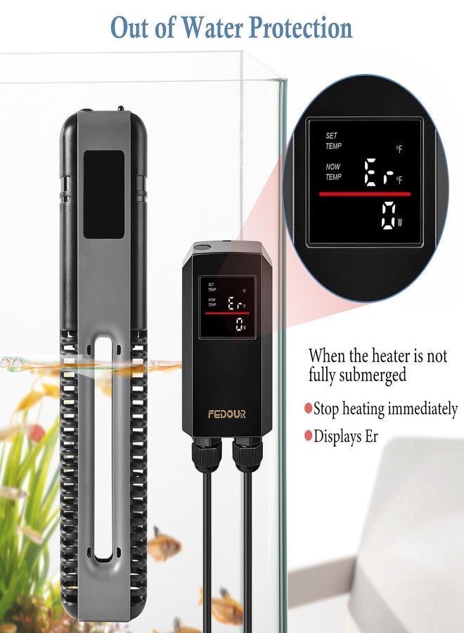 FEDOUR 600W 800W Titanium Aquarium Heater with Digital Controller, Submersible Aquarium Heater with Overheating Protection, for up to 220Gallon Fish and Turtle Tank (600W for up to 160Gal) - Image 4