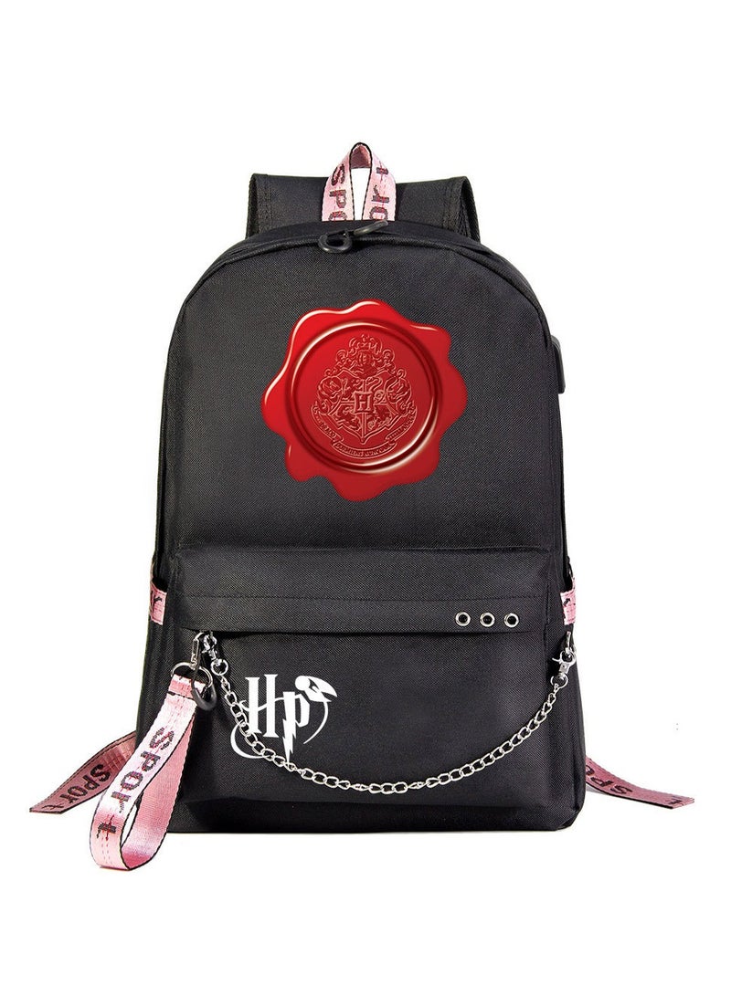 Harry Potter Cartoon Print Student Youth Large Capacity Backpack For Men And Women