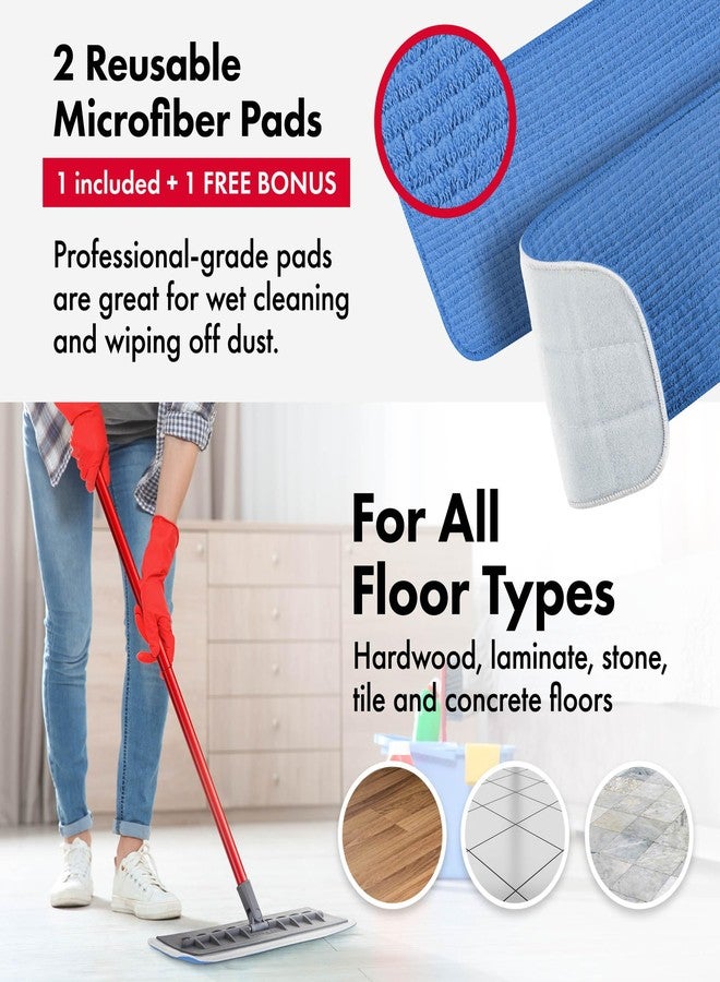 Tyroler Bright Tools Tyroler Microfiber Floor Mop, 100% Silicone Won't Scratch Furniture. Long Aluminum Anti-Rust Handle, Fit to Hardwood, Walls, Laminate, Parquet & Tile - 2 Free Microfiber Pads (Dark Gray) - Image 3