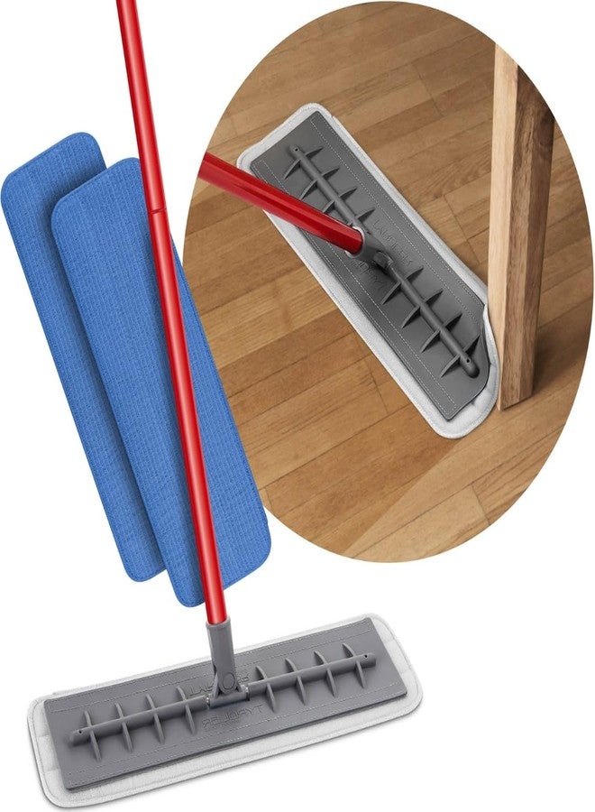 Tyroler Bright Tools Tyroler Microfiber Floor Mop, 100% Silicone Won't Scratch Furniture. Long Aluminum Anti-Rust Handle, Fit to Hardwood, Walls, Laminate, Parquet & Tile - 2 Free Microfiber Pads (Dark Gray) - Image 1