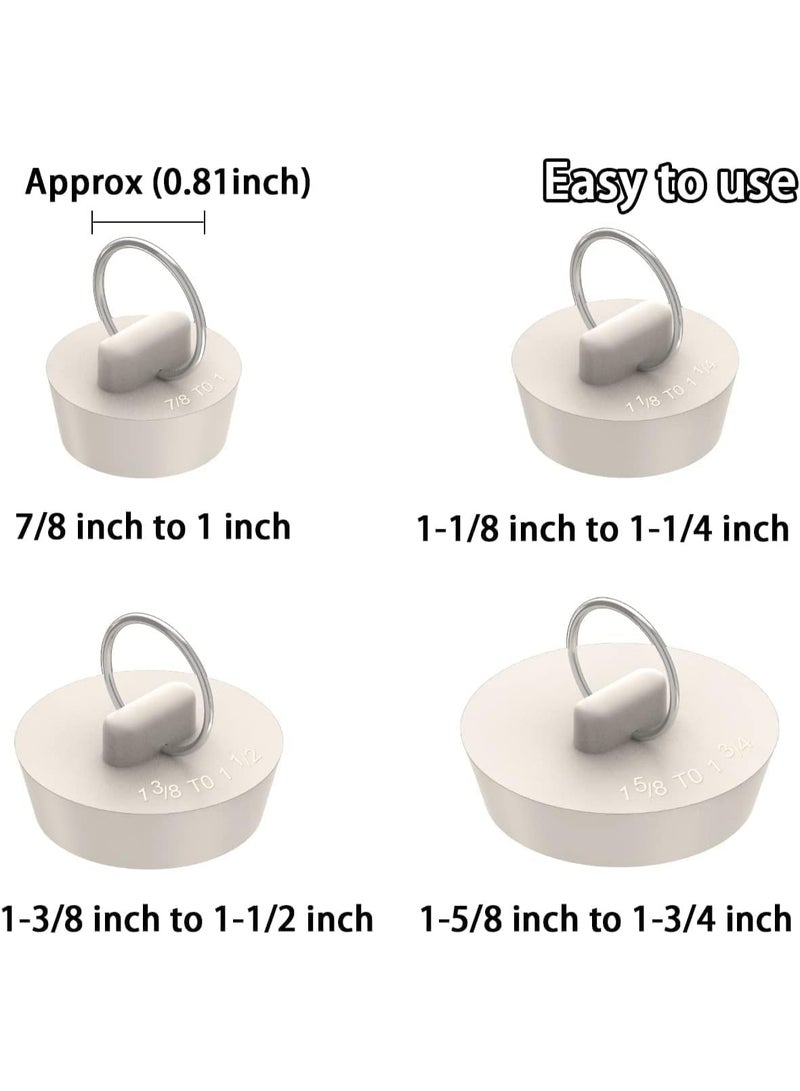 Bukela Bathtub Drain Stopper, 4-piece Rubber Bathtub Stopper, Bathtub Stopper for Kitchen, Bathroom, Washbasin, Drain Stopper With Hanging Ring for Shower Faucet Cover - Image 2