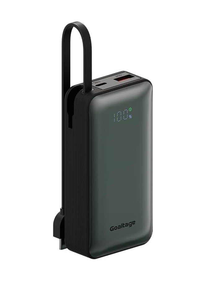 جولتيج Goaltage PB07 Power Bank, 10000mAh, 22W Fast Charging, Built-in Cables, Multi-Port, Compact Size - Image 1