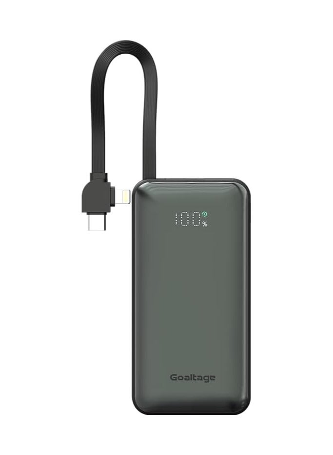 جولتيج Goaltage PB07 Power Bank, 10000mAh, 22W Fast Charging, Built-in Cables, Multi-Port, Compact Size - Image 3