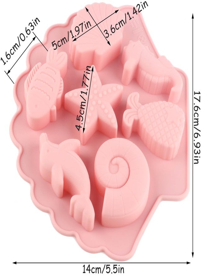 YIMINGMOLD قوالب سيليكون للشوكولاتة من YIMINGMOLD، قطعتان، بتصميم بحري: دولفين، سمكة، محارة، نجم البحر، صدفة بحرية، فرس البحر، ذيل حورية البحر. قالب مثالي لصنع حلوى الشوكولاتة. - Image 2