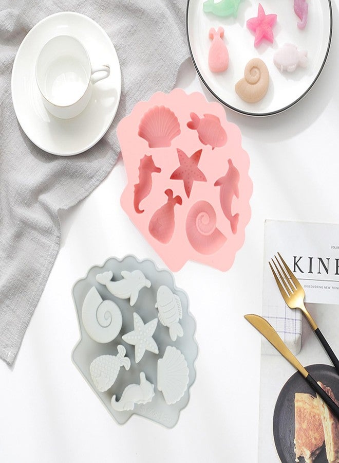 YIMINGMOLD قوالب سيليكون للشوكولاتة من YIMINGMOLD، قطعتان، بتصميم بحري: دولفين، سمكة، محارة، نجم البحر، صدفة بحرية، فرس البحر، ذيل حورية البحر. قالب مثالي لصنع حلوى الشوكولاتة. - Image 5