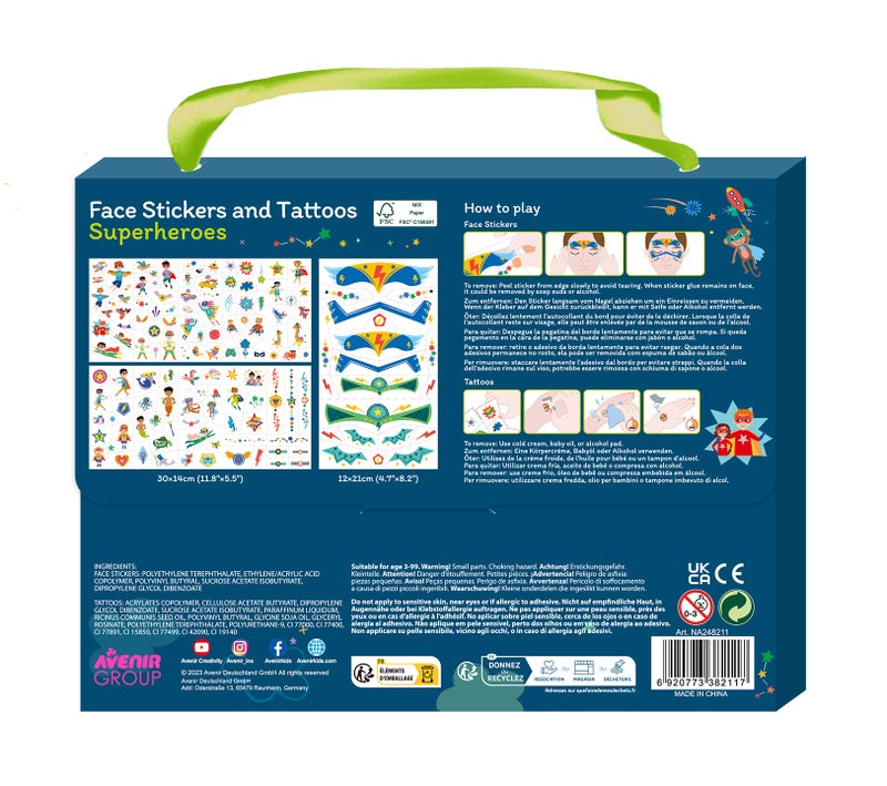 Avenir - Fancy Me Face Stickers & Tattoos for Kids – Superheroes | 110+ Cosmetic-Grade Removable Stickers | Fun Family Fashion Activity for Parties, Dress-Up & Creative Play - Image 3