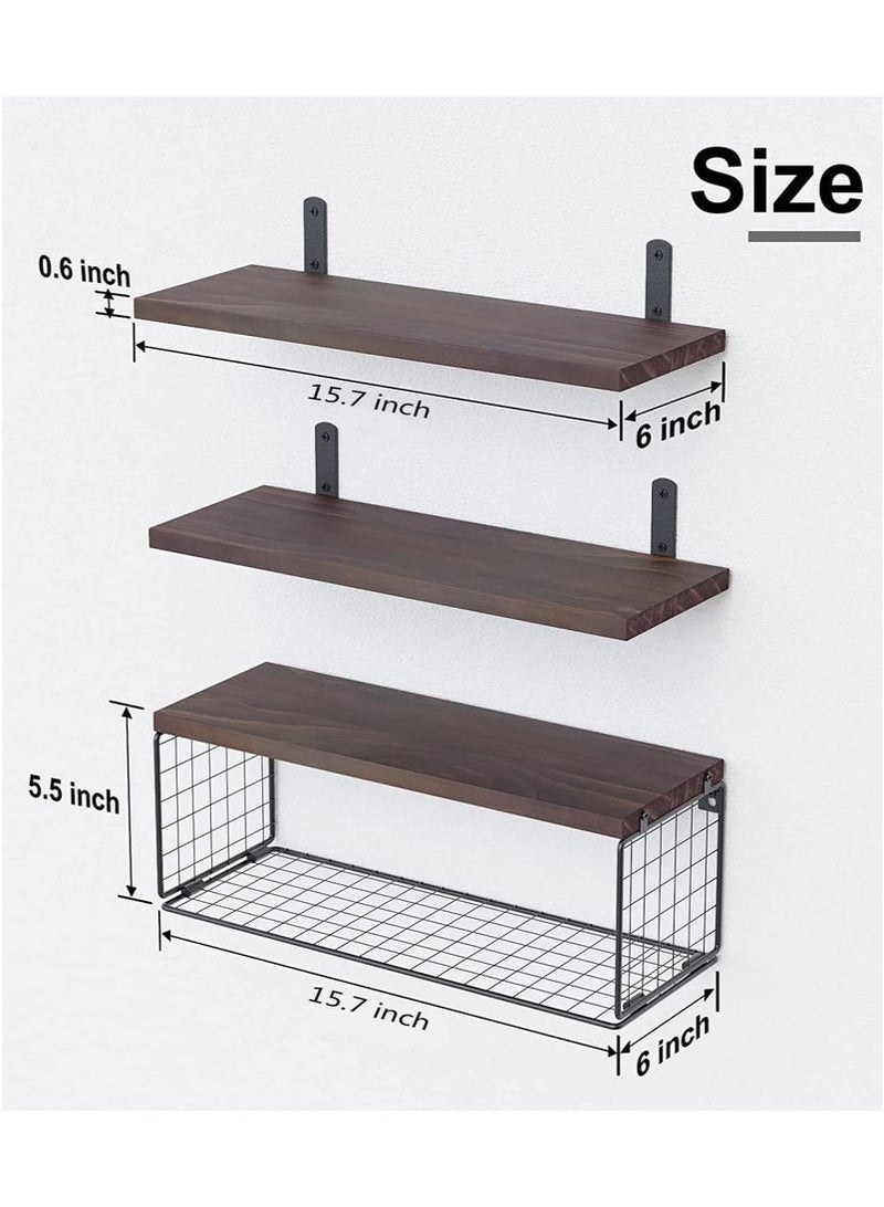 Arabest 3-Tier Floating Shelf Wall Mounted Wire Storage Basket for Bathroom, Kitchen, Bedroom, Living Room, Wall Decor Storage Rack (3-Tier) - Image 3