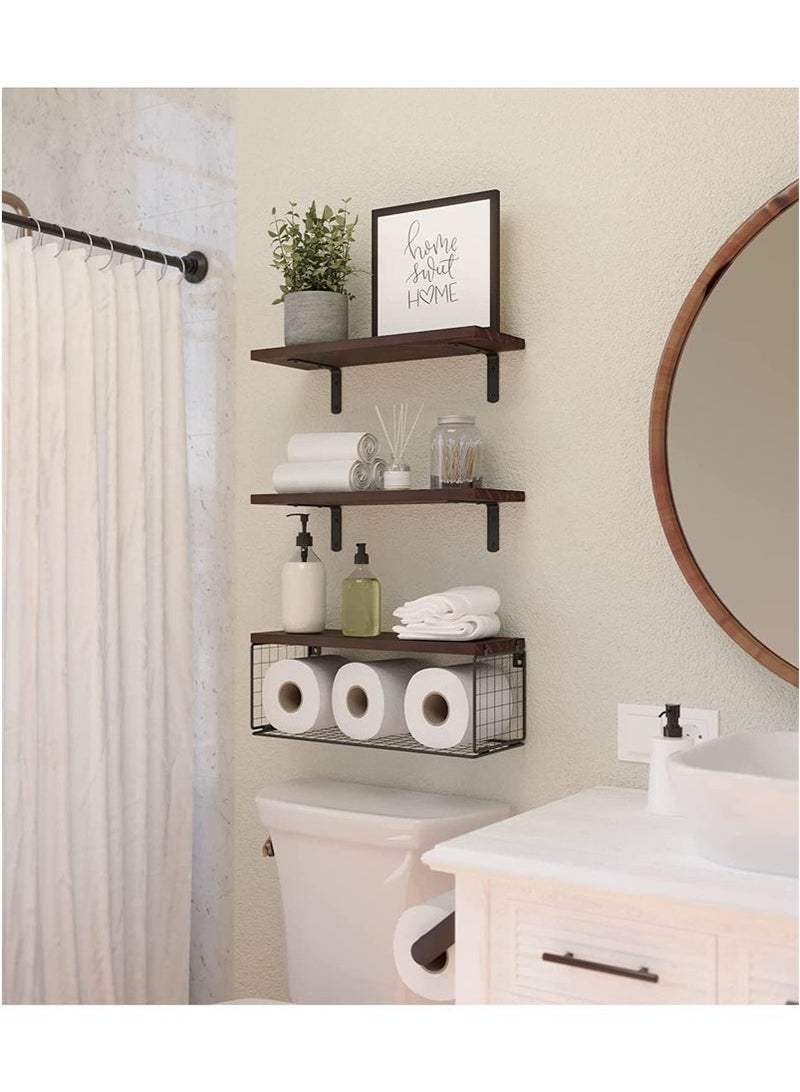 Arabest 3-Tier Floating Shelf Wall Mounted Wire Storage Basket for Bathroom, Kitchen, Bedroom, Living Room, Wall Decor Storage Rack (3-Tier) - Image 2