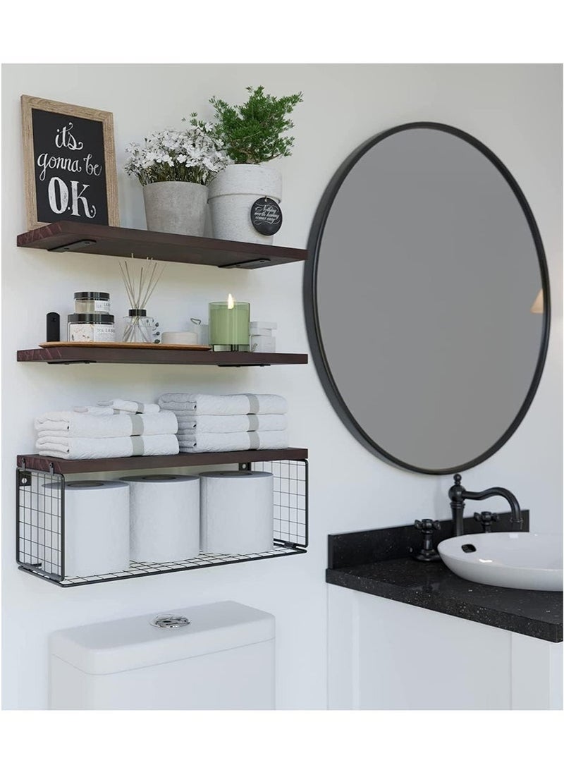 Arabest 3-Tier Floating Shelf Wall Mounted Wire Storage Basket for Bathroom, Kitchen, Bedroom, Living Room, Wall Decor Storage Rack (3-Tier) - Image 4