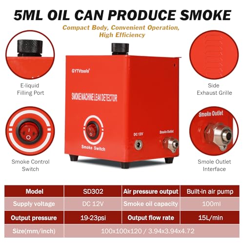 GYTVtools Smoke Leak Detector ，Automotive Smoke Machine， for Detecting leaks in Vacuum, Fuel, EVAP and Other Automotive Systems. (Red Strap Model) - Image 3