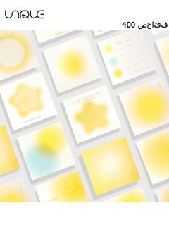 Unique 400 Sheets Non-Sticky Notes Blank Memo, Macaron Gradient Ramp Note, 10 Different Unique Designs ,Cube Not Sticky Origami Paper for Study Office Supplies No Stickiness Gift Sticker (Yellow)  - Image 1