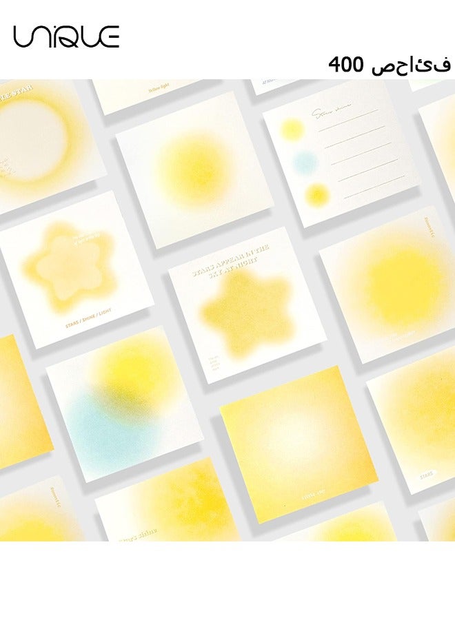 Unique 400 Sheets Non-Sticky Notes Blank Memo, Macaron Gradient Ramp Note, 10 Different Unique Designs ,Cube Not Sticky Origami Paper for Study Office Supplies No Stickiness Gift Sticker (Yellow) - Image 1