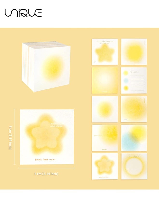 Unique 400 Sheets Non-Sticky Notes Blank Memo, Macaron Gradient Ramp Note, 10 Different Unique Designs ,Cube Not Sticky Origami Paper for Study Office Supplies No Stickiness Gift Sticker (Yellow) - Image 2