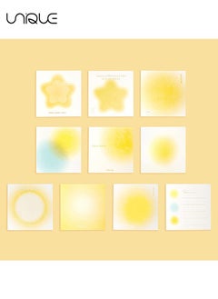 Unique 400 Sheets Non-Sticky Notes Blank Memo, Macaron Gradient Ramp Note, 10 Different Unique Designs ,Cube Not Sticky Origami Paper for Study Office Supplies No Stickiness Gift Sticker (Yellow)  - Image 3