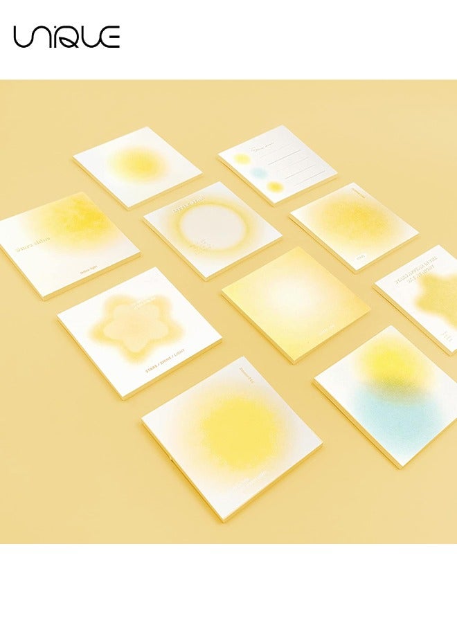 Unique 400 Sheets Non-Sticky Notes Blank Memo, Macaron Gradient Ramp Note, 10 Different Unique Designs ,Cube Not Sticky Origami Paper for Study Office Supplies No Stickiness Gift Sticker (Yellow) - Image 4
