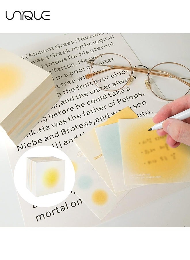 Unique 400 Sheets Non-Sticky Notes Blank Memo, Macaron Gradient Ramp Note, 10 Different Unique Designs ,Cube Not Sticky Origami Paper for Study Office Supplies No Stickiness Gift Sticker (Yellow) - Image 5
