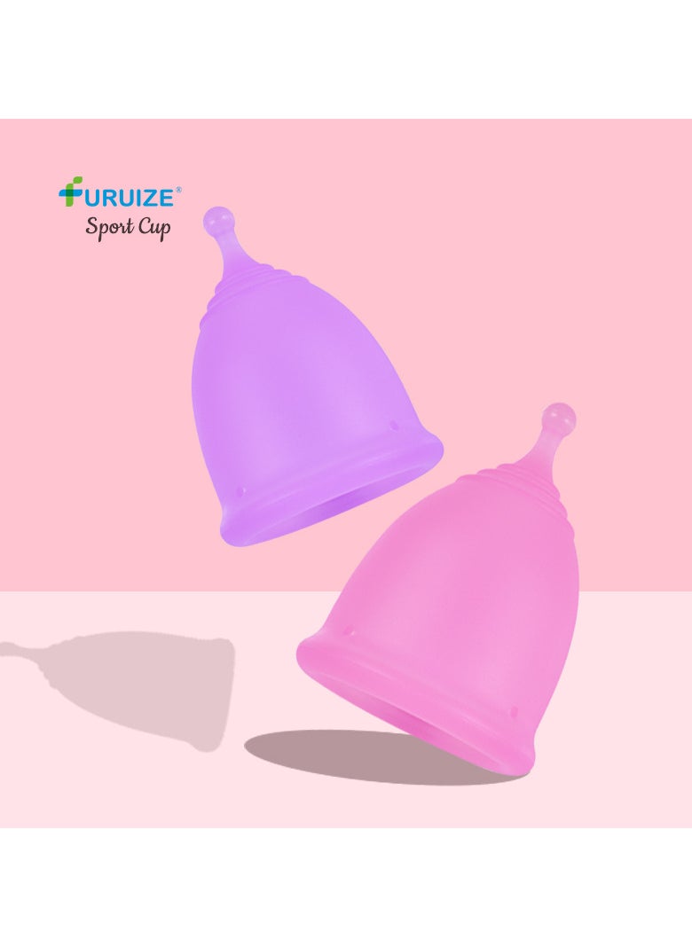 Pack Of 2 100% Medical Grade Silicone Menstrual Sport Cup Small and Large Size