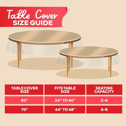 XFasten Clear Plastic Tablecloth - 70 Inch Waterproof Table Cover, Round Table Protector - Image 3