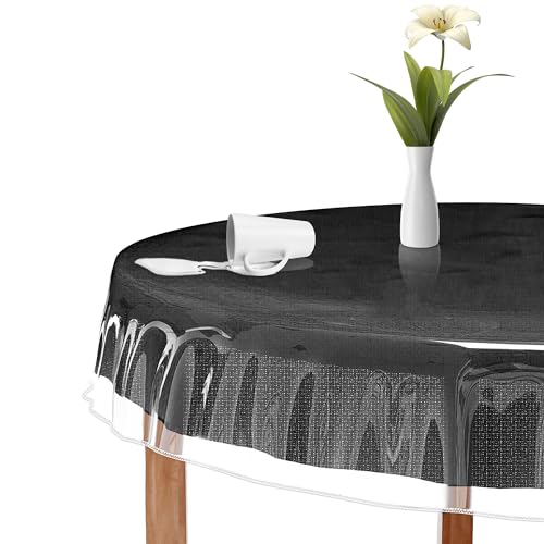 XFasten Clear Plastic Tablecloth - 70 Inch Waterproof Table Cover, Round Table Protector - Image 1