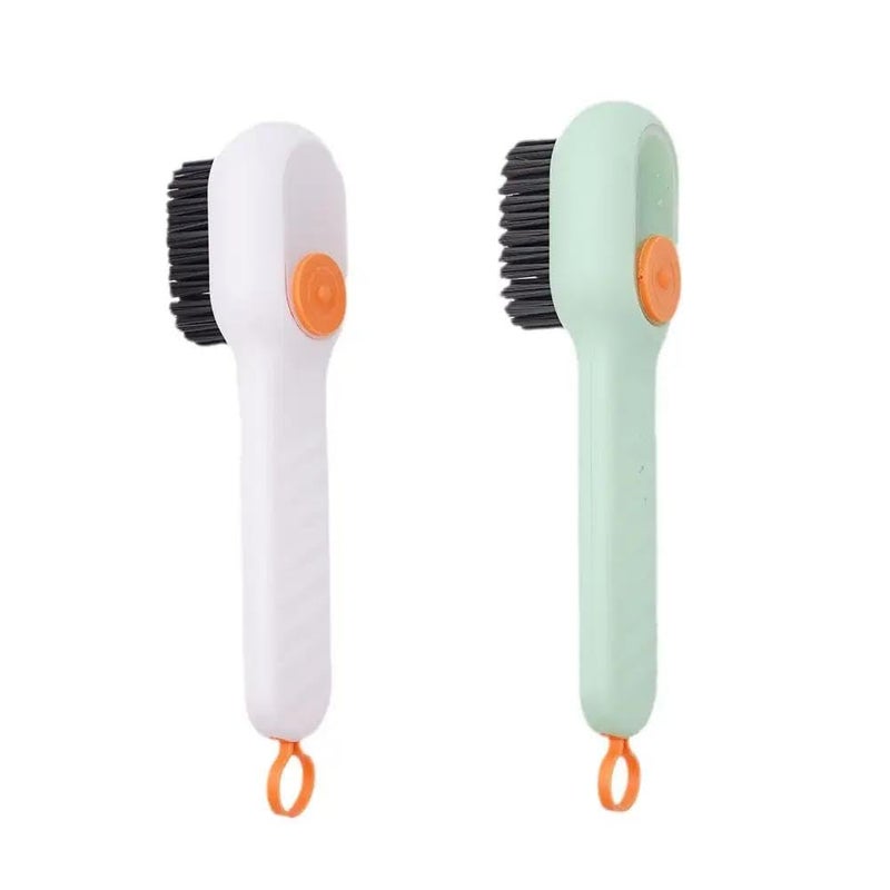 Household Shoe Brush Set (2 Pack) with Liquid Box, Soft Bristles and Soap Dispenser - Perfect for Washing Shoes and Cleaning