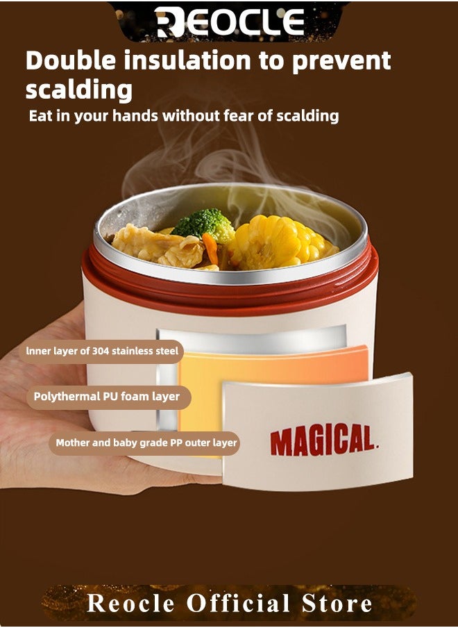 REOCLE Bento Box Adult Lunch Box Set 4 Pack Portable Insulated Lunch Containers with Thermal Bag and Free Cutlery Stackable Stainless Steel Leakproof Food Containers Adults & Teens & Kids  - Image 4