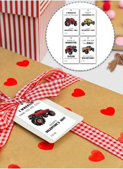 Generic 40 Pieces Valentines Day Gift Tags with String| 4 Designs of Trucks Cars Valentine's Day Hang Tags for Kids | Happy Valentine's Day Tags for Valentine Gift Wrapping Decoration  - Image 2