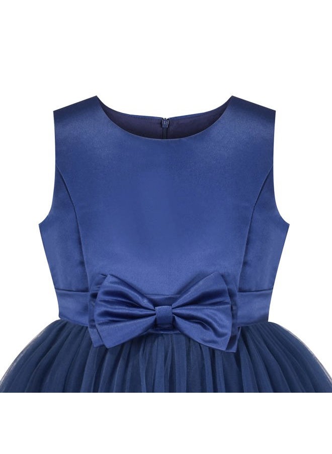 Sunny Fashion - Girls Dress Blue Ball Gown Wedding Party Pageant Formal Sleeveless Size 10 - Image 1