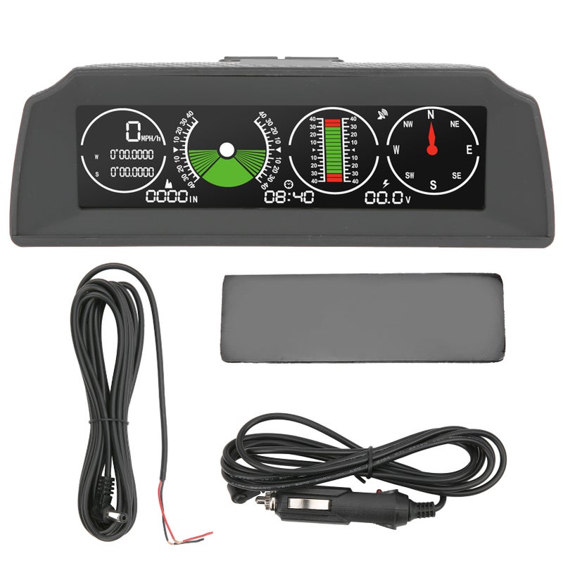 GPS Slope Meter PMH KMH Inclinometer HUD Pitch Tilt Angle Display Compass Speed Monitoring Universal for Car - Image 1
