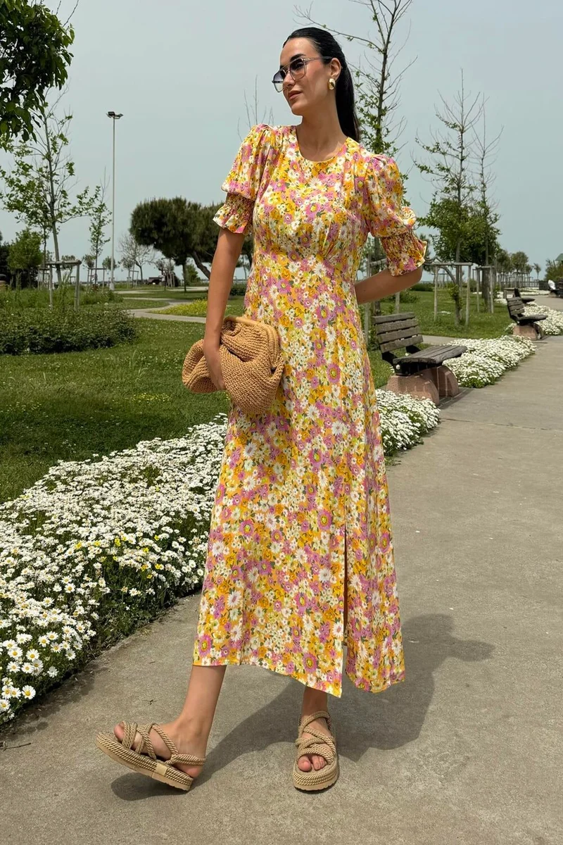 For You Moda Floral Print Midi Dress
