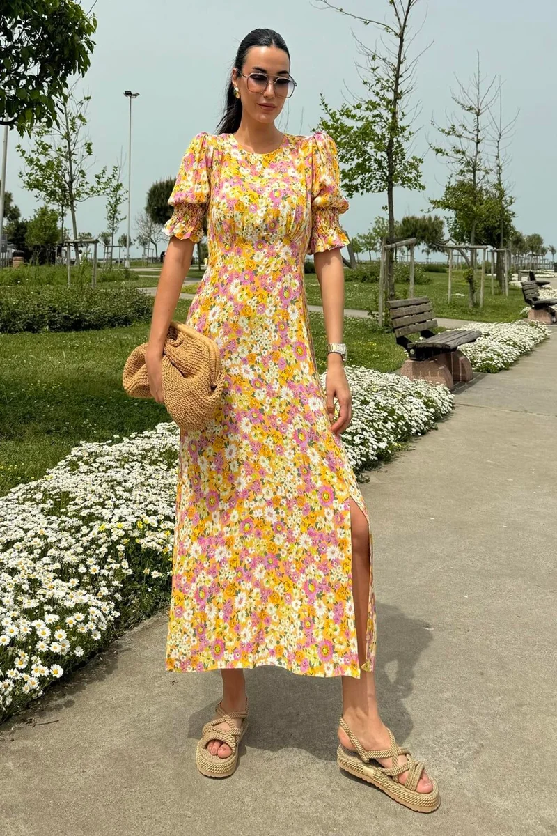 For You Moda Floral Print Midi Dress