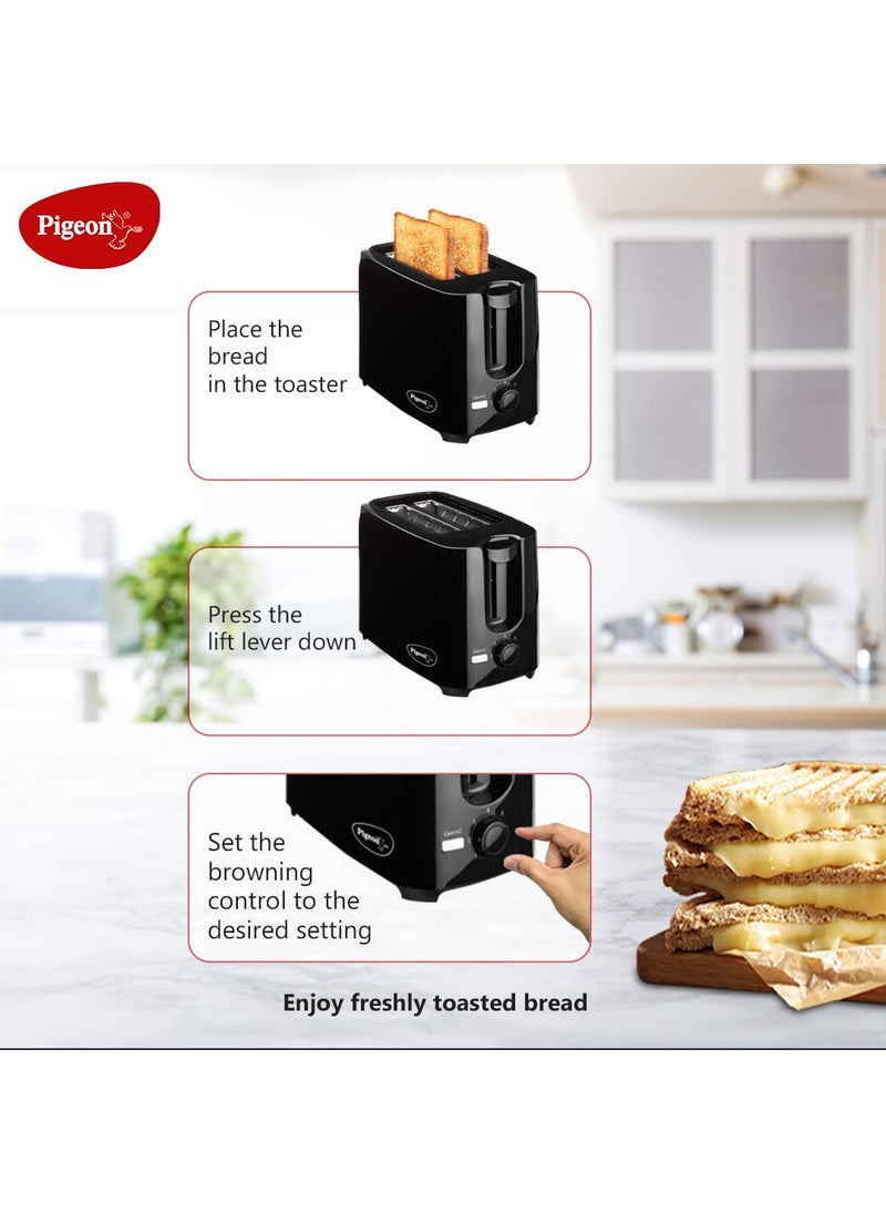 pigeon Pigeon 2 Slice Auto Pop up Toaster A Smart Bread Toaster for Your Home 750 Watt Black  - Image 5