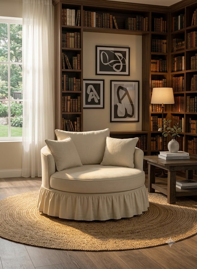 Round lounge chair, Swedish wood - Image 3