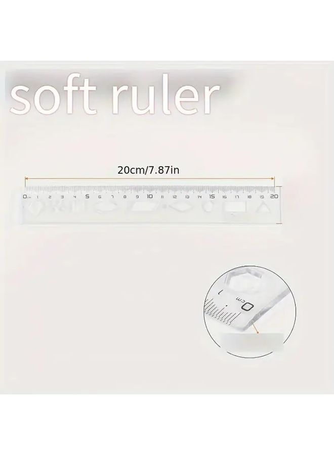 7.87 Inch Transparent Soft Ruler 10 Pack for Painting Geometric Shapes and Wave Lines - Image 2