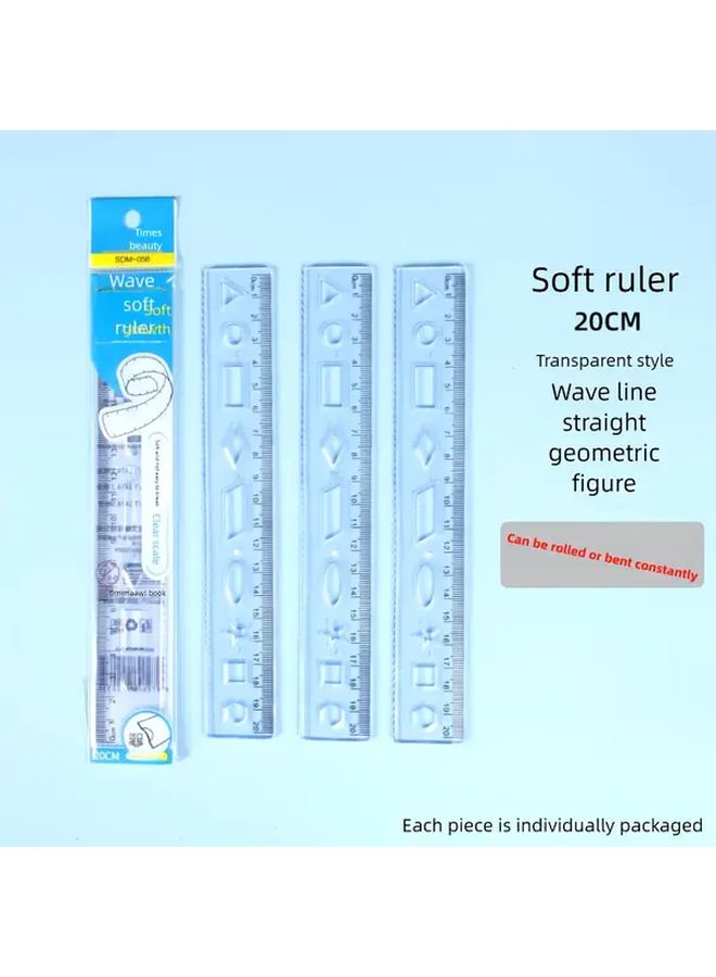 7.87 Inch Transparent Soft Ruler 10 Pack for Painting Geometric Shapes and Wave Lines - Image 4