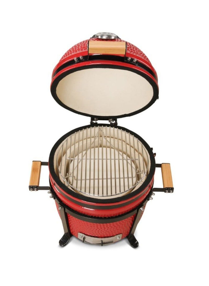 كامادو_بونو شواية فحم سيراميك كامايدو بونو مينيمو 15 بوصة أحمر – شواية صغيرة ومدخنة فاخرة للشواء الخارجي والتراس والتخييم | شواية متنقلة متعددة الاستخدام | متينة وسهلة الحمل وعالية الجودة - Image 2