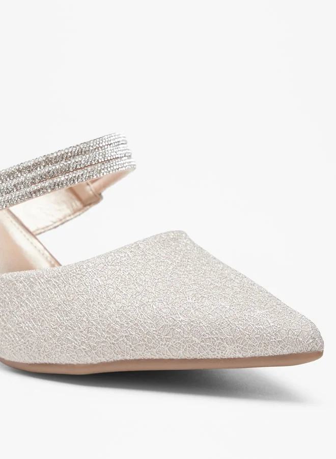 Flora Bella Women's Embellished Slip-On Mules with Flared Heels
