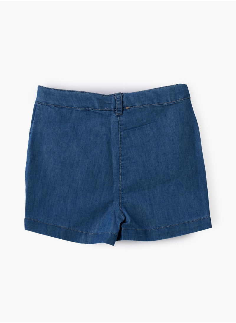 Jelliene Girls Blue Embroidered Denim Shorts  - Image 2