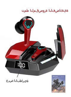 Wireless Earbuds Headphones, Bluetooth 5.3 Headphones with LED Screen, Hi-Fi Stereo in Ear Ear Buds Earphones (Black+Red)