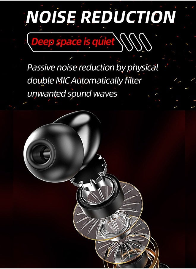 Beyond - Wireless Earbuds Headphones, Bluetooth 5.3 Headphones with LED Screen, Hi-Fi Stereo in Ear Ear Buds Earphones (Black+Red) - Image 1