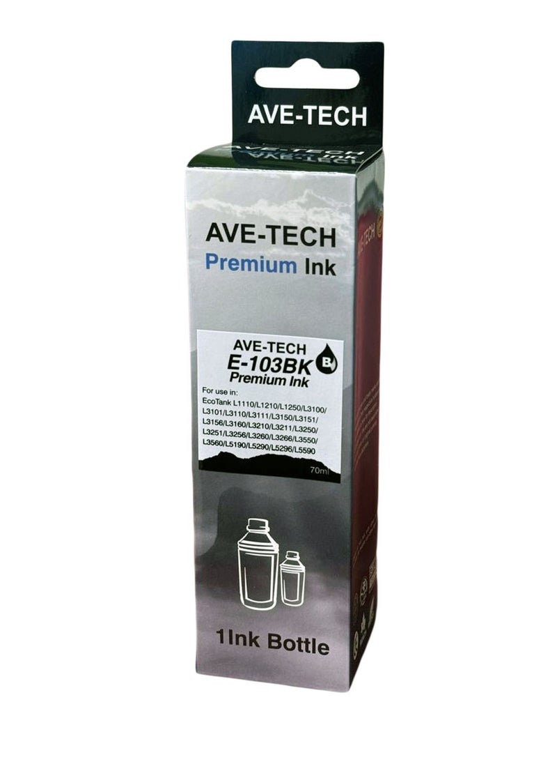AVE-TECH حبر متميز 103 أسود / الصفحات 5500 / للاستخدام في إبسون / L1110/L3110/L3111/L3250/L3251/L3256/L3150/L3151/L3156/L5290/L5190/L5590 