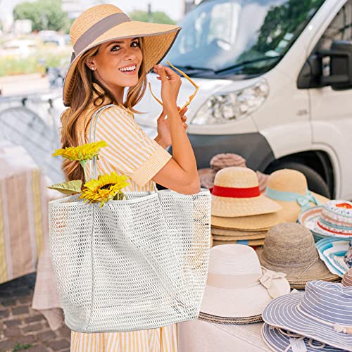 KALIDI Beach Mesh Tote Bag, Casual Tote Bag Hobo Women Foldable MAX 23L Shoulder Grocery Bag For Beach Picnic Vacation - Image 3