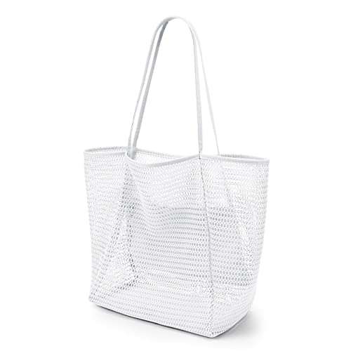 KALIDI Beach Mesh Tote Bag, Casual Tote Bag Hobo Women Foldable MAX 23L Shoulder Grocery Bag For Beach Picnic Vacation - Image 1