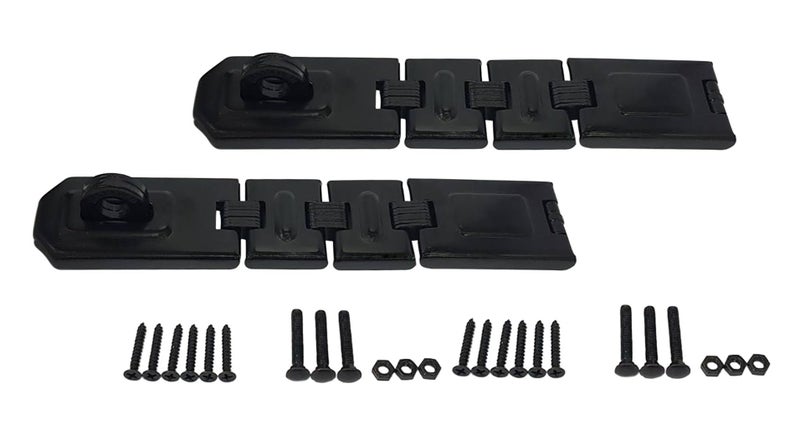 Qcaa Extra Heavy Duty Concealed Safety Hasp, Flexible Link, With Hardened Staple, 9"" Triple Flexible, Black Coated, 2 Pack - Image 1